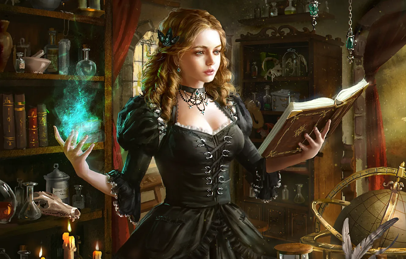 Photo wallpaper sake, girl, game, magic, witch, spell, mahou, Legend Of The Cryptids