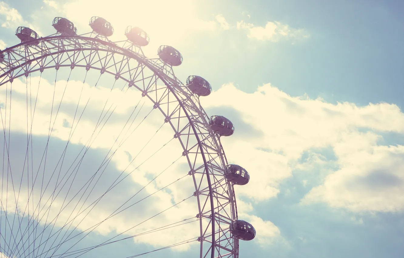 Photo wallpaper the sky, Park, background, mood, widescreen, Wallpaper, attraction, Ferris wheel
