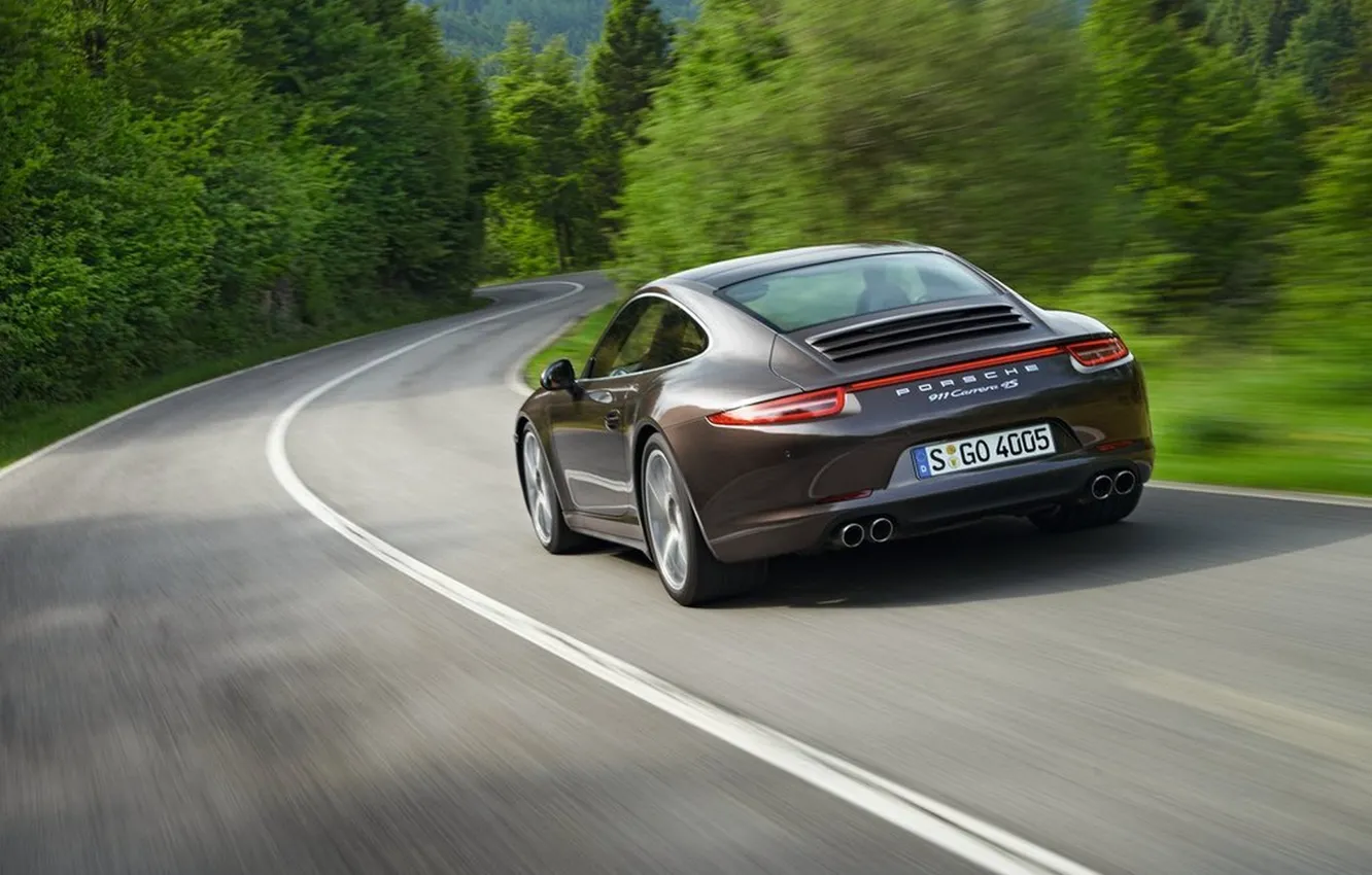 Photo wallpaper road, nature, Porsche