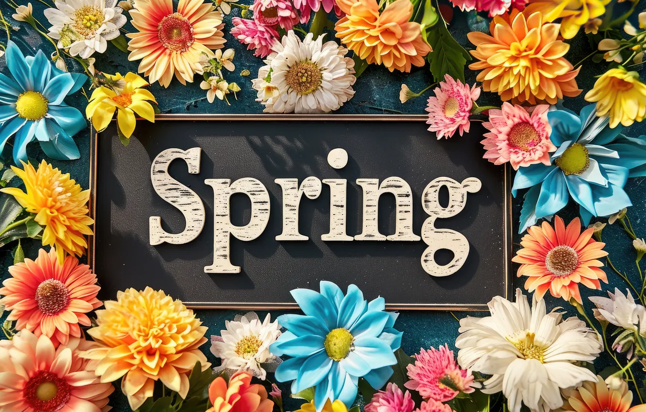 Photo wallpaper flowers, spring, colorful, flowers, spring