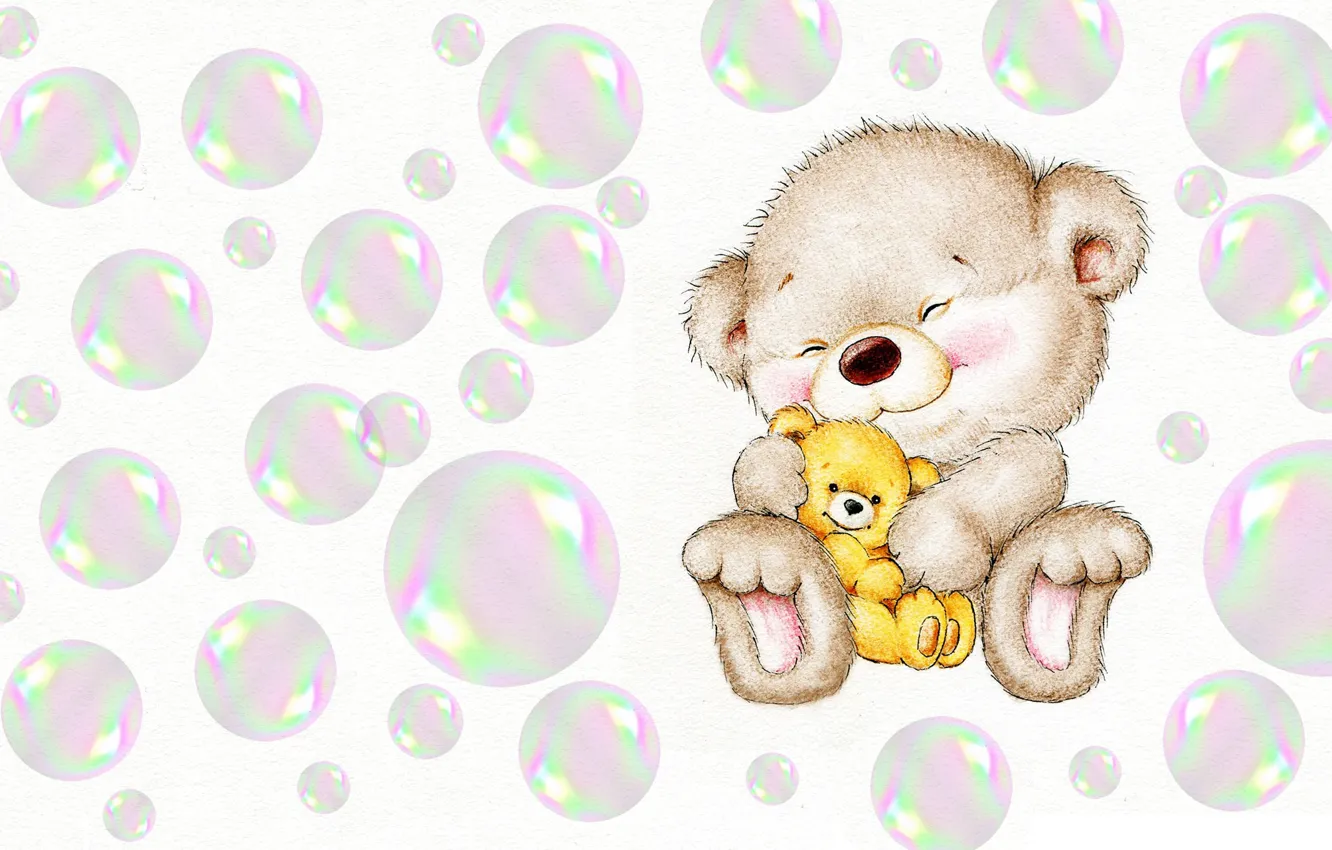 Photo wallpaper smile, bubbles, toy, baby, art, children's