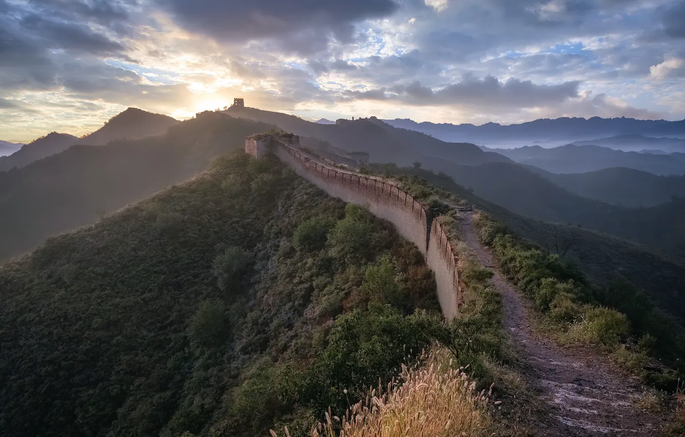 Photo wallpaper sunset, nature, The great wall of China