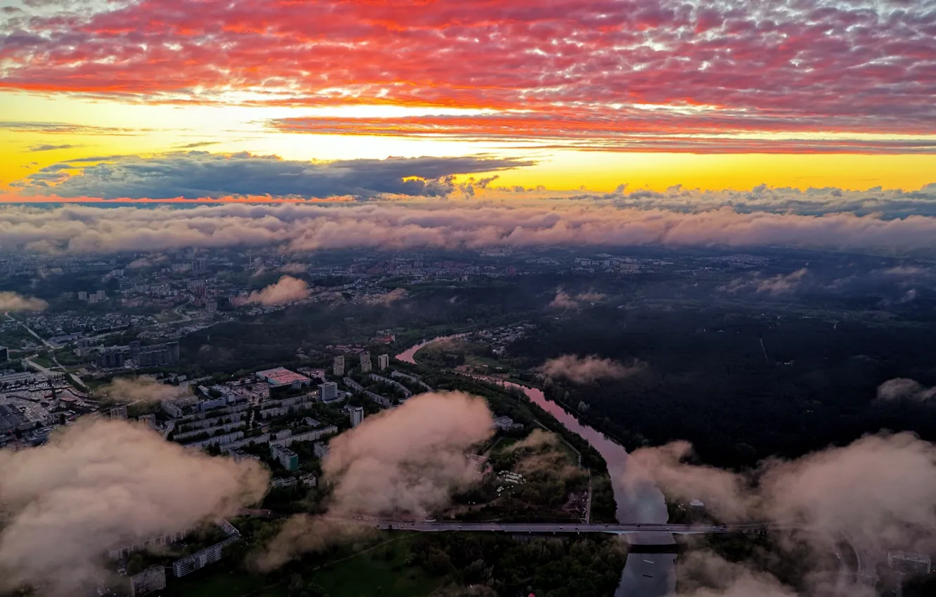 Photo wallpaper Lithuania, Vilnius, sunset