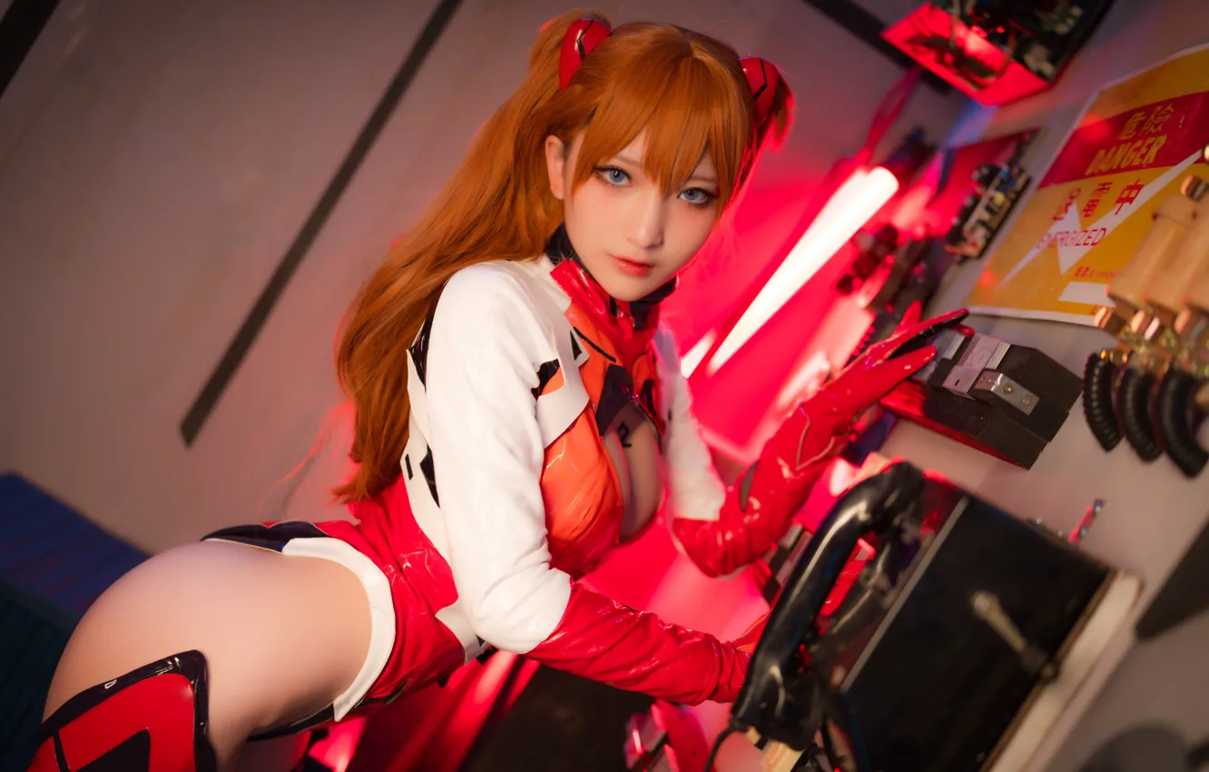 Photo wallpaper Neon Genesis Evangelion, anime, Asuka Langley Soryu, model, women, redhead, cosplay, asian