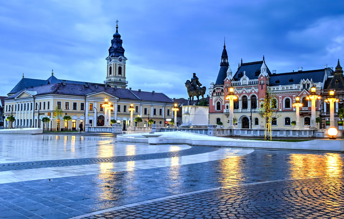 Photo wallpaper city, blue, Europe, architecture, center, building, cityscape, church