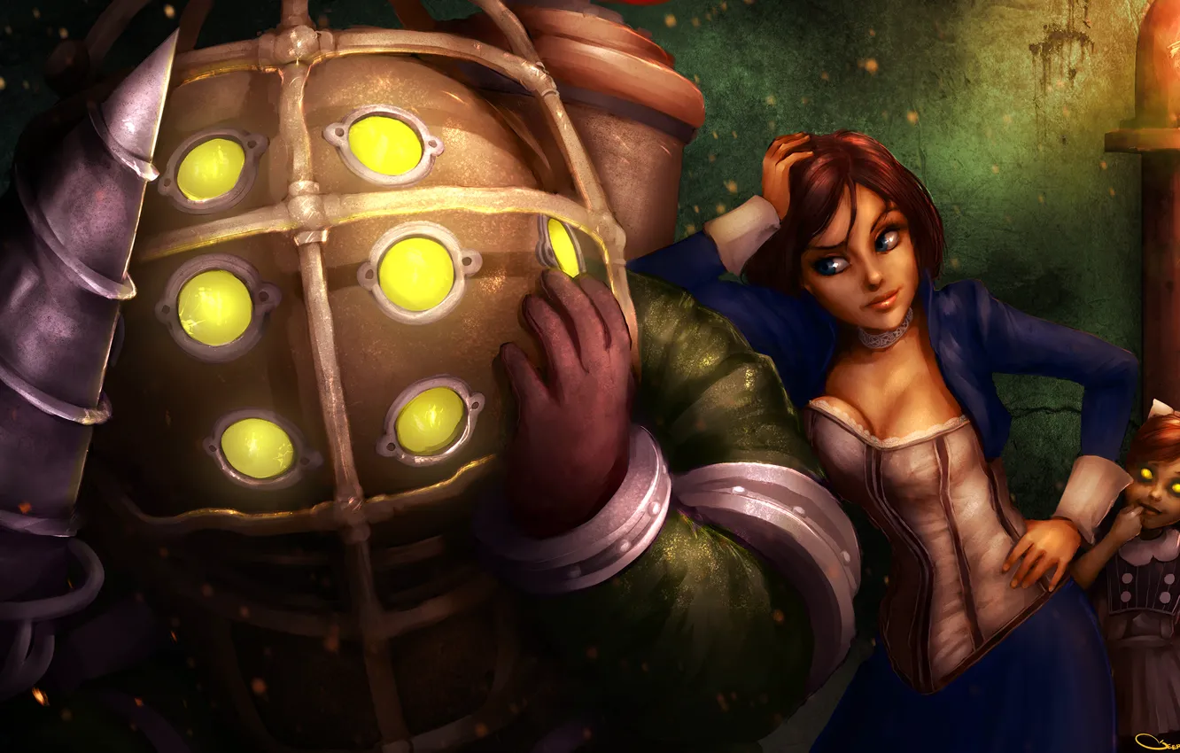 Photo wallpaper girl, the game, big daddy, BioShock Infinite, Elizabeth