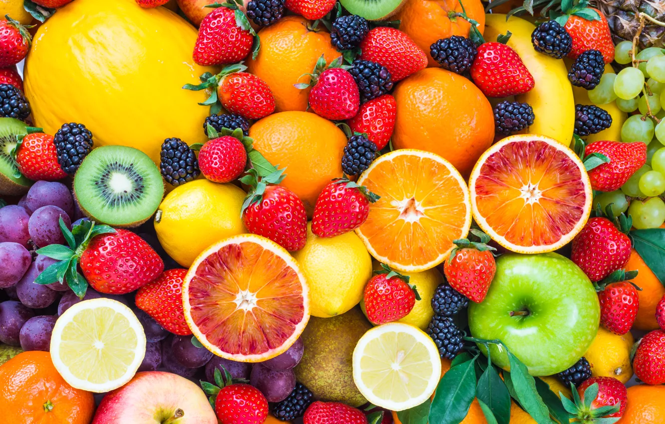 Photo wallpaper berries, fruit, fresh, fruits, berries