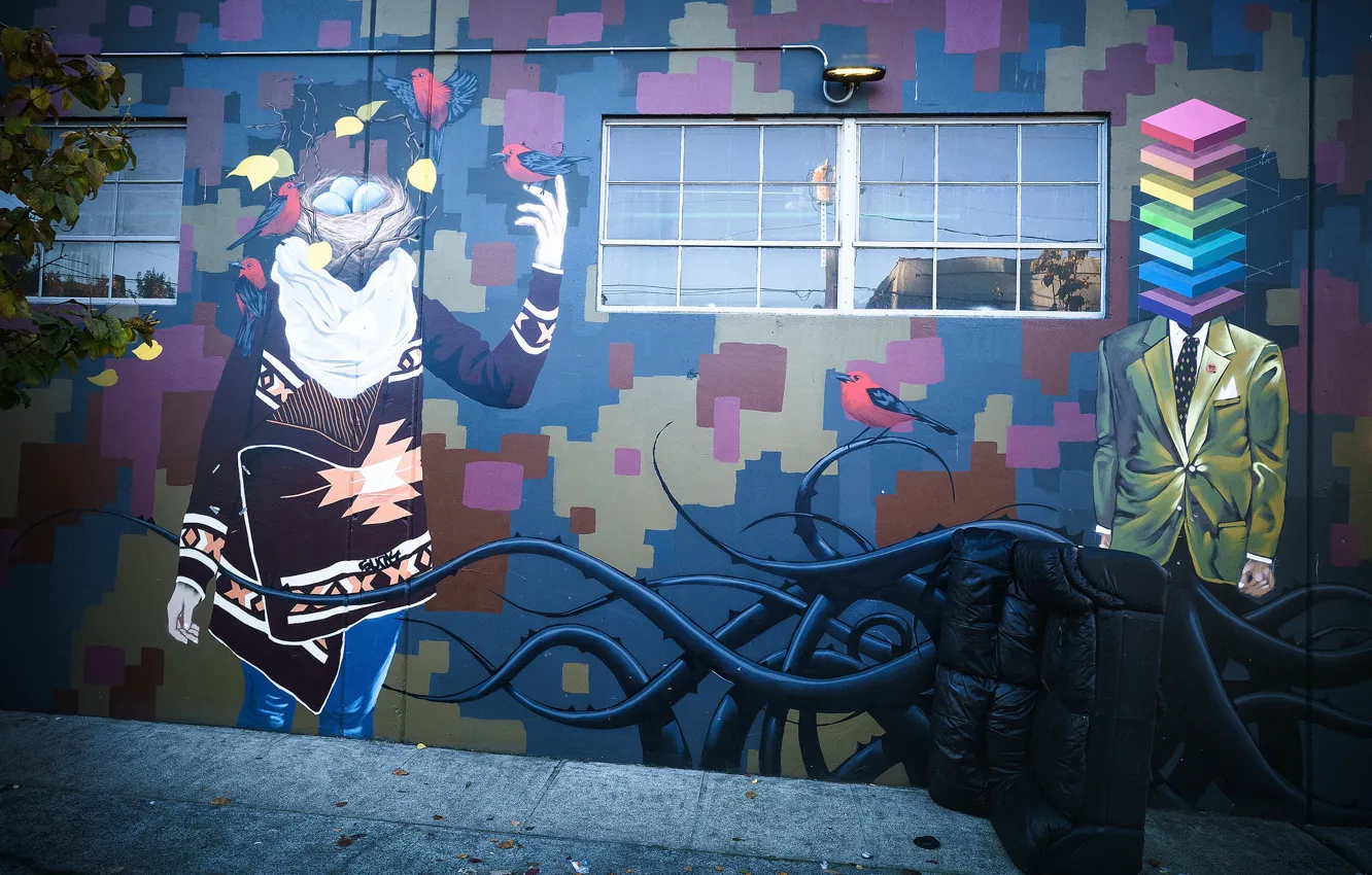 Photo wallpaper wall, graffiti, the pictures on the wall