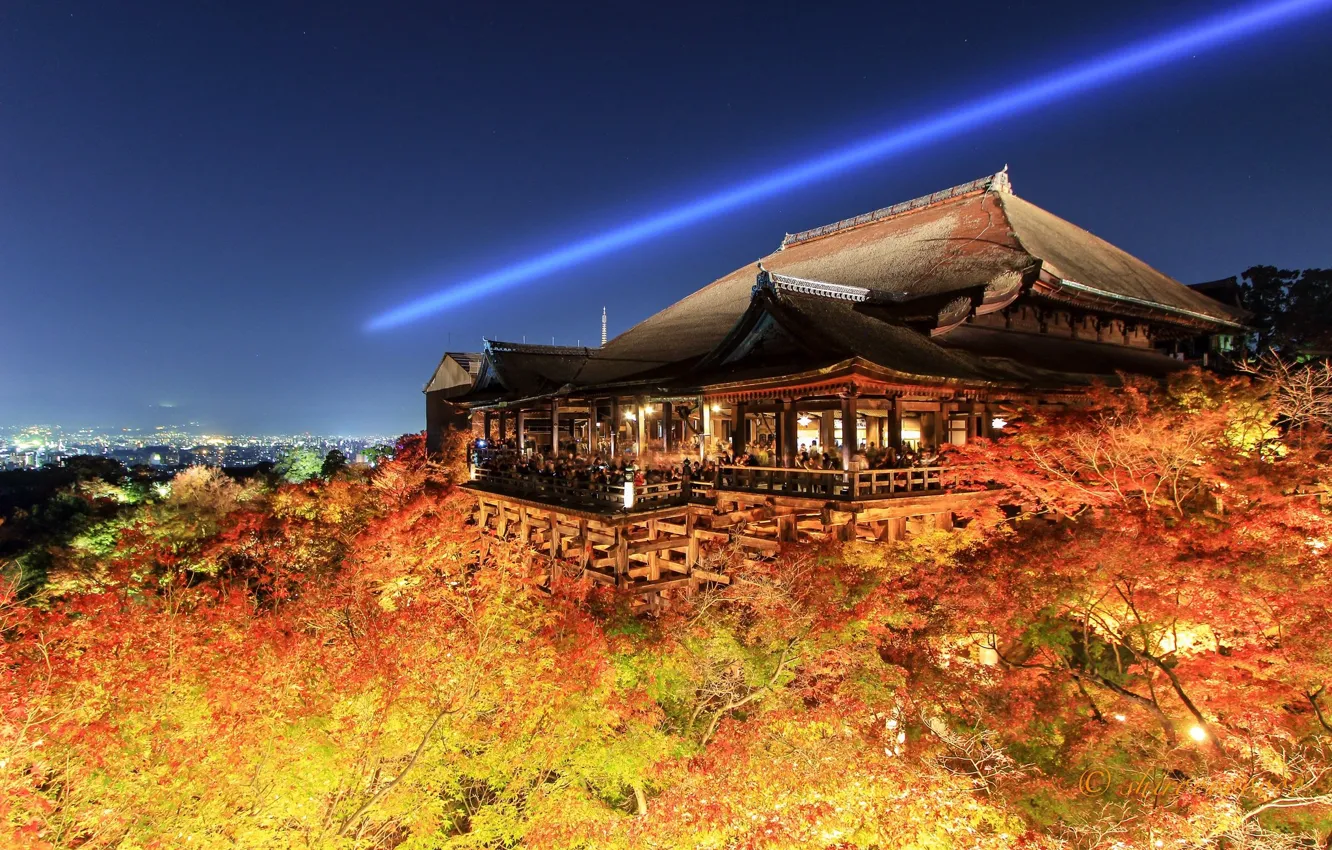Photo wallpaper autumn, the sky, house, people, Japan, Kyoto, Kamet