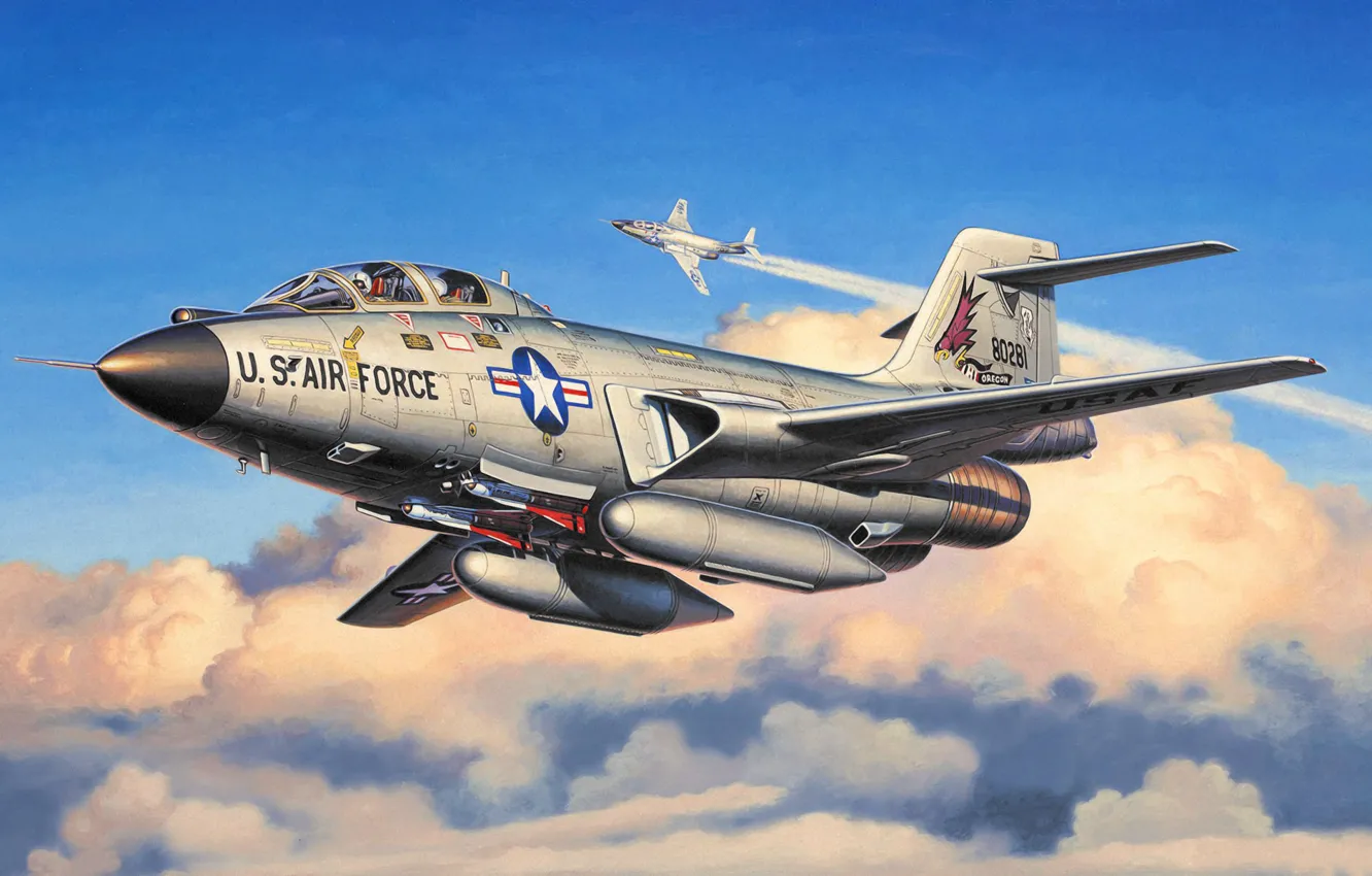 Photo wallpaper war, art, airplane, painting, aviation, jet, McDonnell F-101 Voodoo
