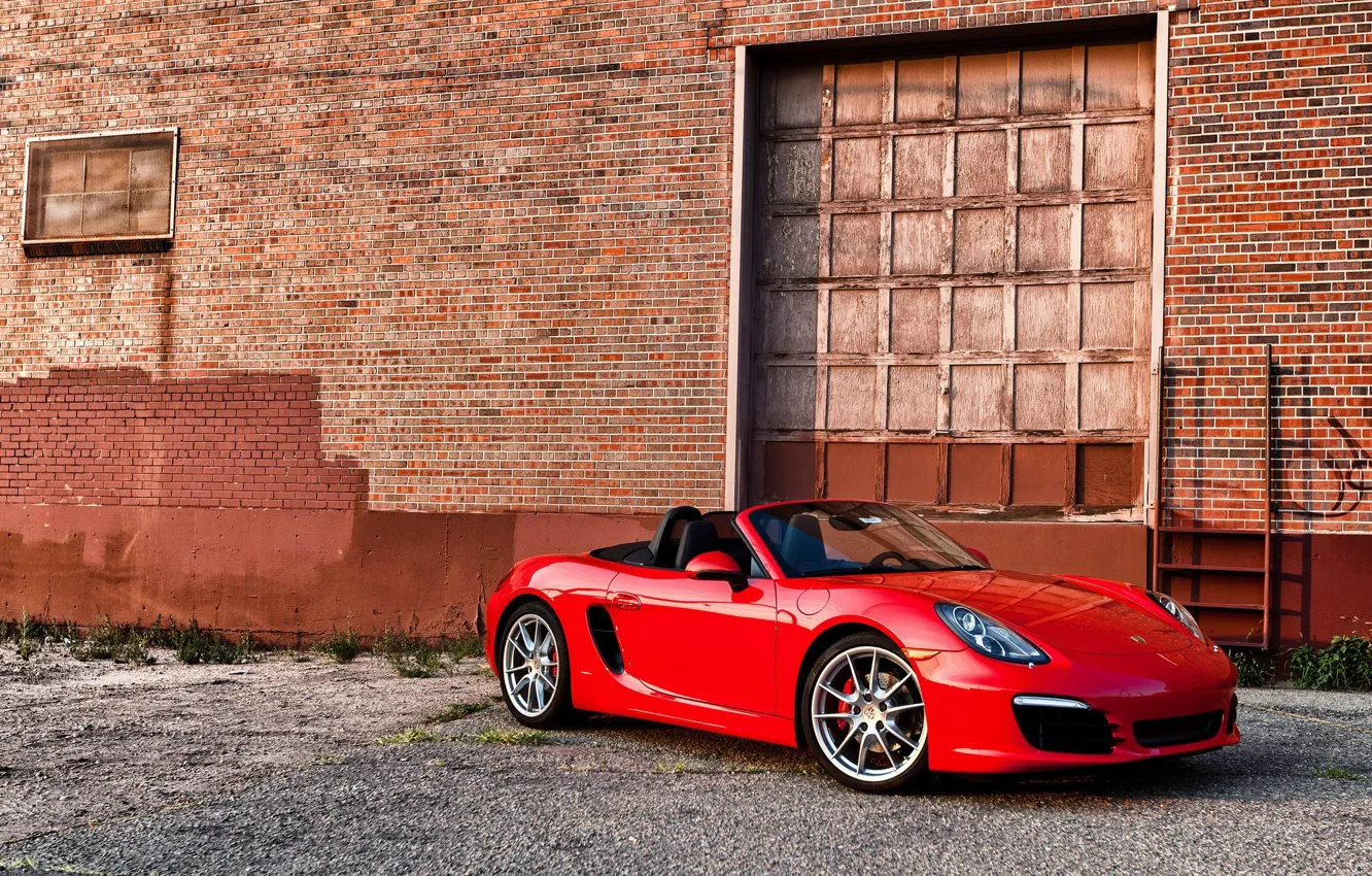 Photo wallpaper red, 911, Porsche, convertible, Porsche, Cayman S