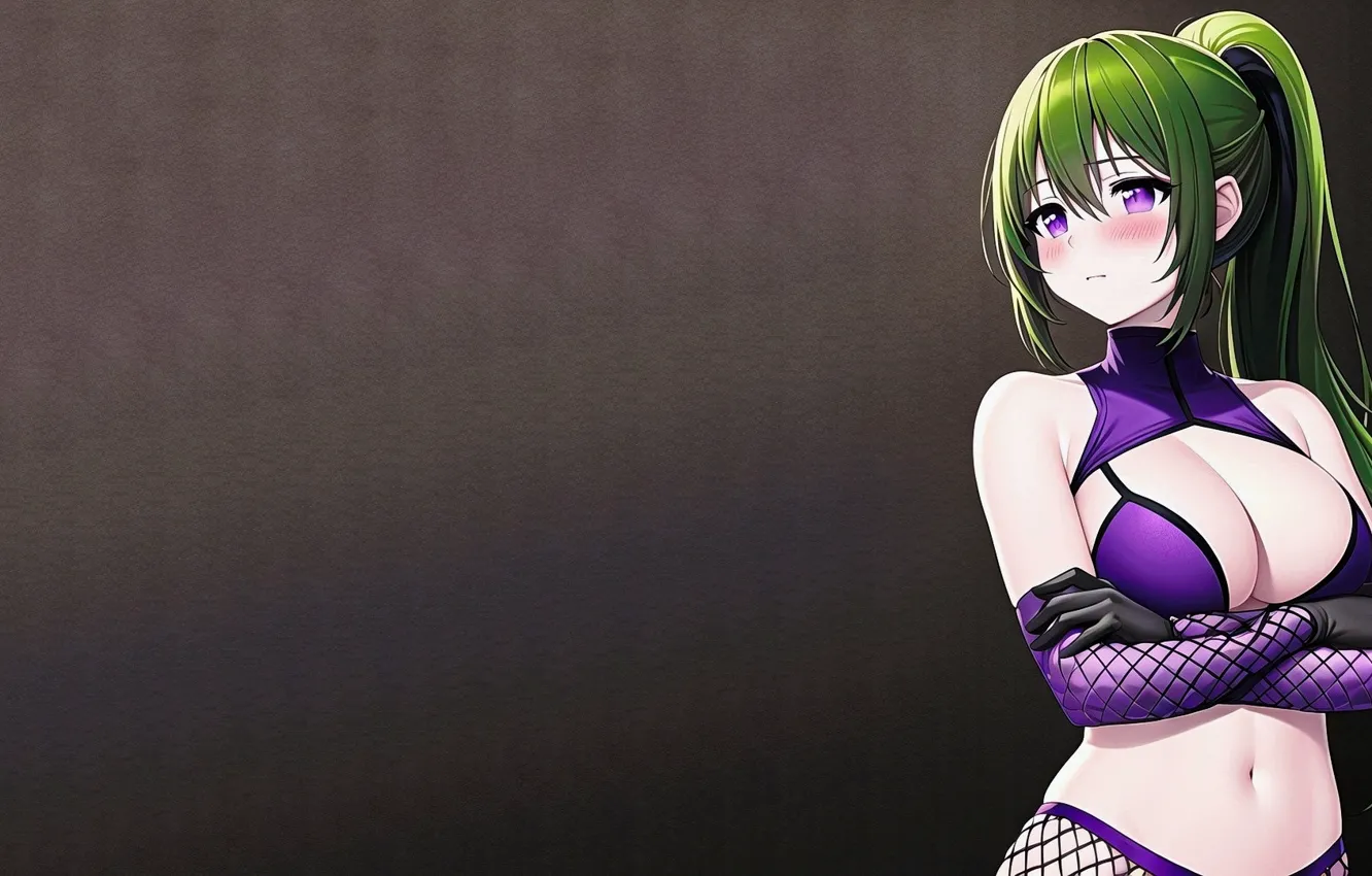 Photo wallpaper girl, breast, anime