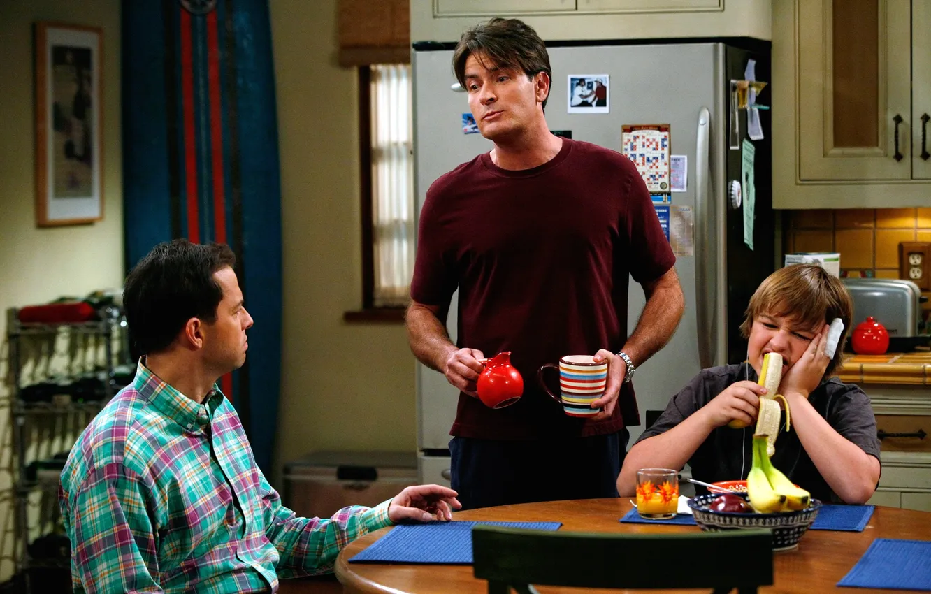 Photo wallpaper actor, the series, characters, Charlie Sheen, John Cryer, Jake Harper, Charlie Harper, Alan Harper