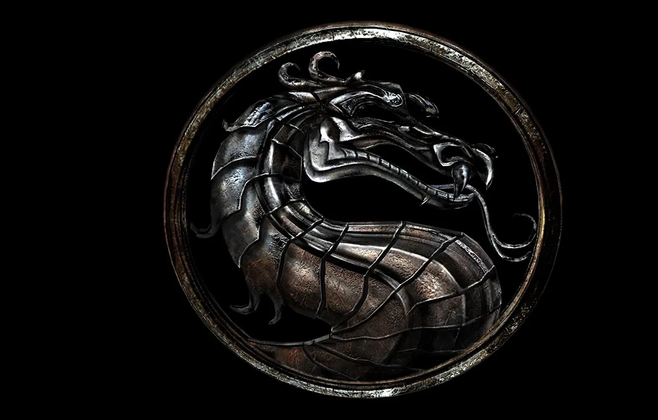 Photo wallpaper dragon, symbol, Mortal Kombat, Dragon Logo, black background