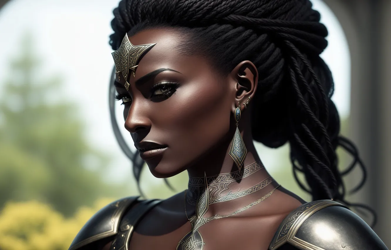 Photo wallpaper girl, fantasy, armor, art, Amazon warrior, Stable Diffusion, Neuronet, AI Art