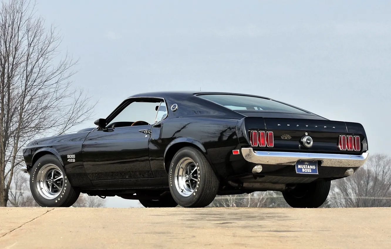 Photo wallpaper black, mustang, Mustang, 1969, back, ford, muscle car, black