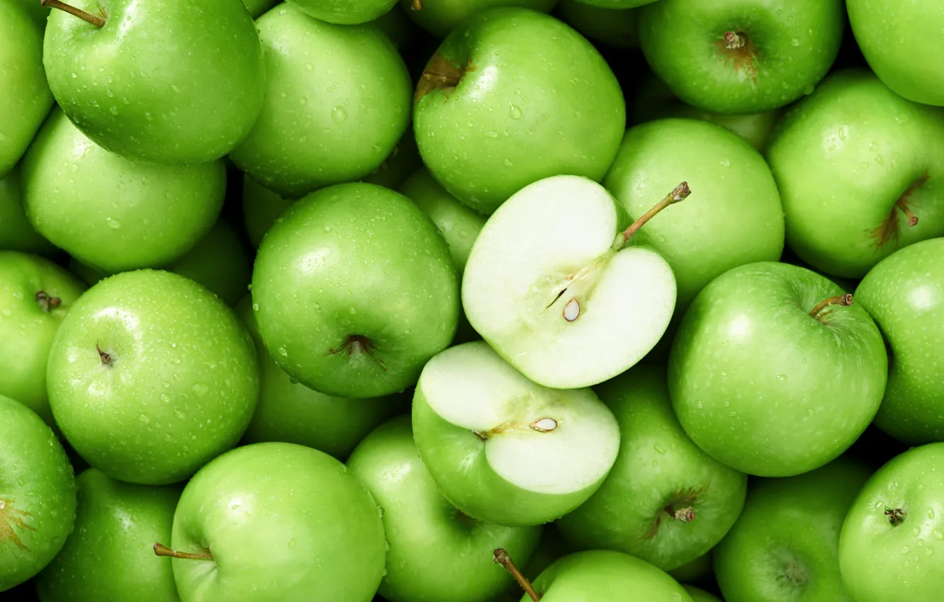 Photo wallpaper green, apples, a lot