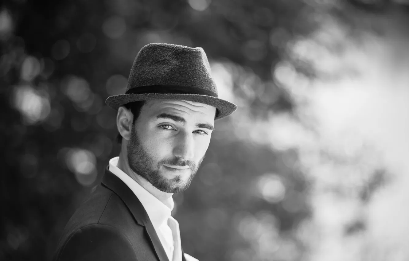 Photo wallpaper look, smile, hat, guy