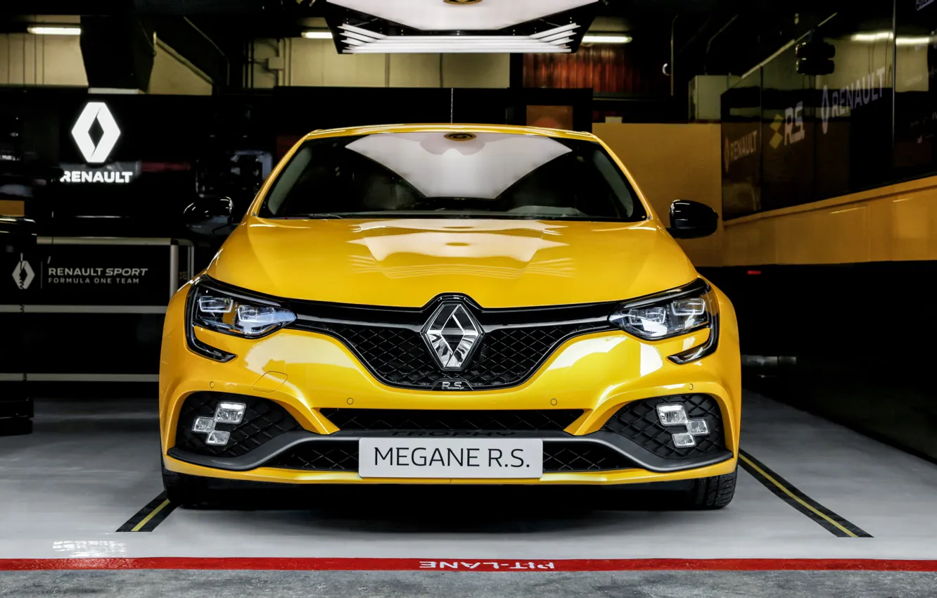 Photo wallpaper Renault, front view, hatchback, 2018, Trophy, Megane RS
