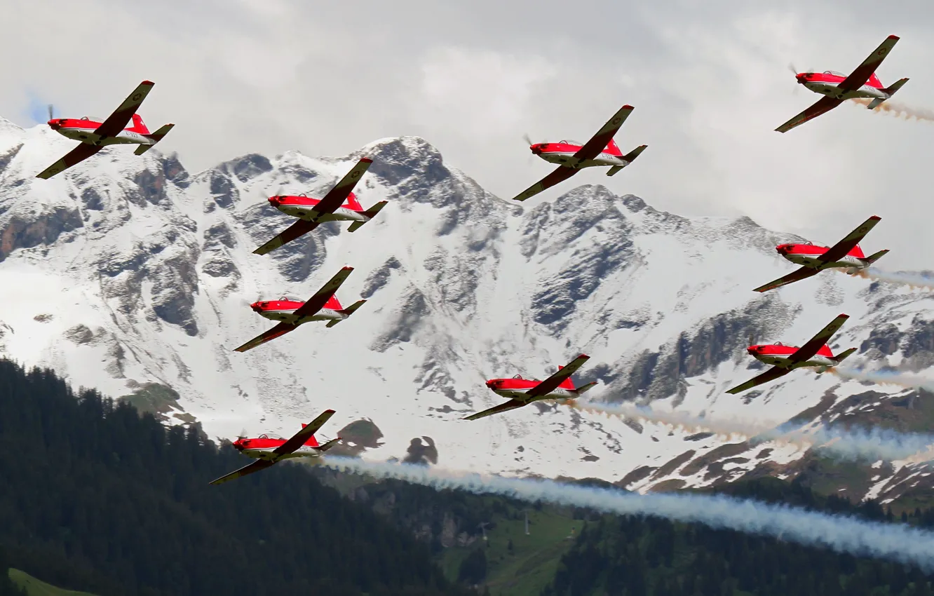 Photo wallpaper flight, aviation, mountains, aircraft