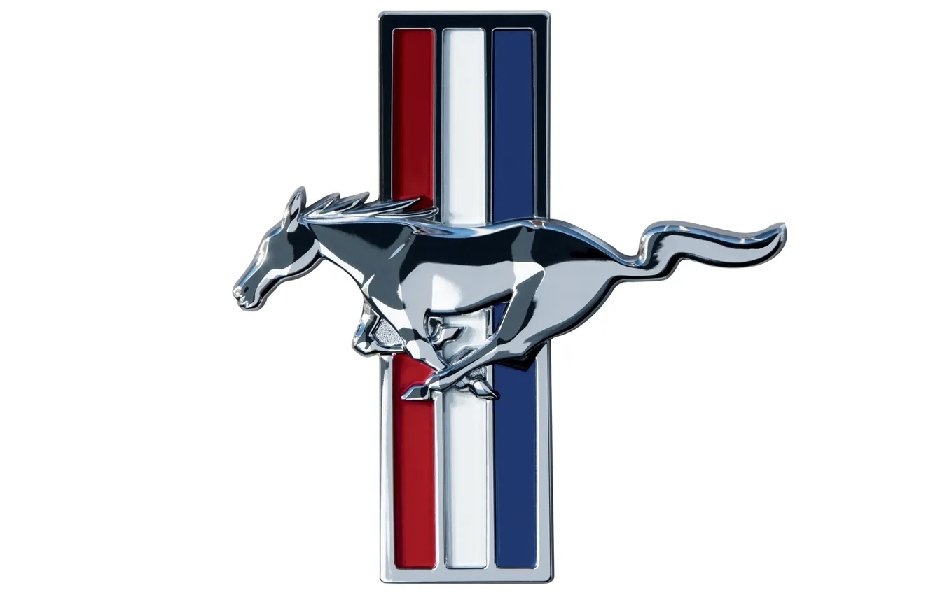 Photo wallpaper Mustang, Mustang, logo, white background, logo