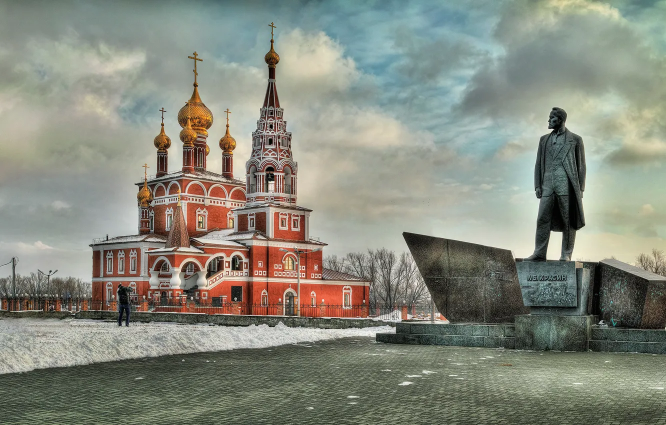 Photo wallpaper winter, monument, Church, temple, Russia, Boris Busygin, Epiphany Cathedral, Kurgan