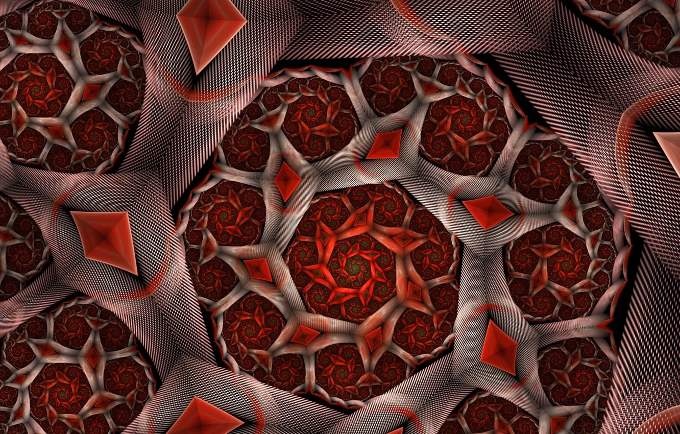 Photo wallpaper red, pattern, fractal