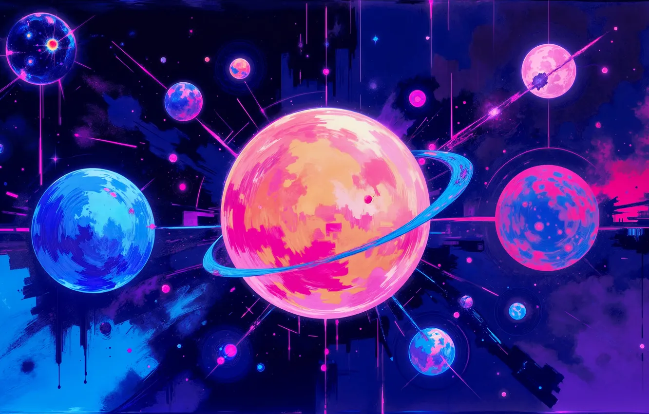 Photo wallpaper abstraction, space, the universe, planet