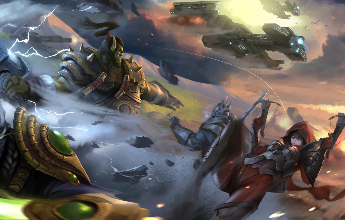 Photo wallpaper starcraft, diablo, warcraft, Demon Hunter, Zeratul, Thrall, Heroes of the Storm, Valla