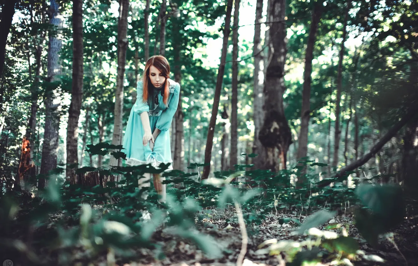 Photo wallpaper grass, girl, girl, Julie Resh