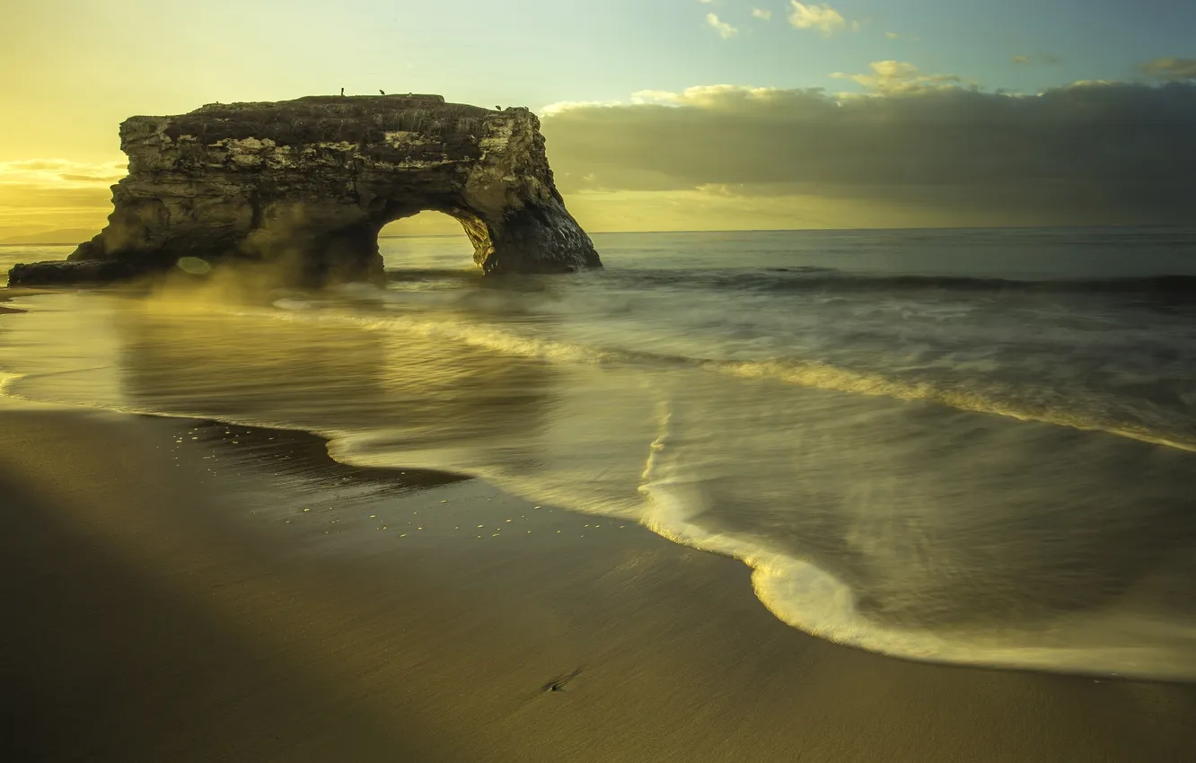 Wallpaper beach, rock, the ocean, dawn, coast, arch for mobile and ...