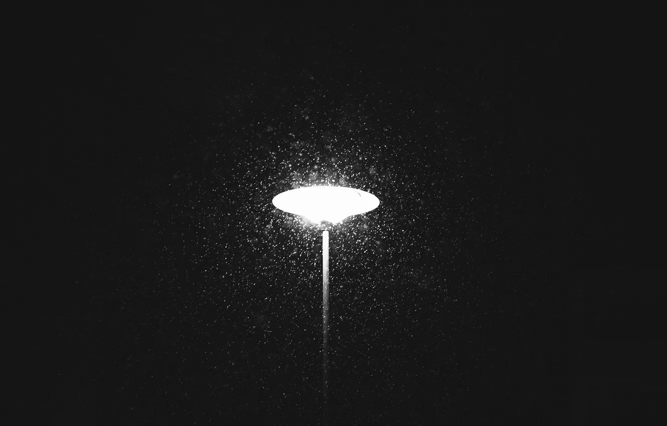 Photo wallpaper light, winter, snowing, lamp post