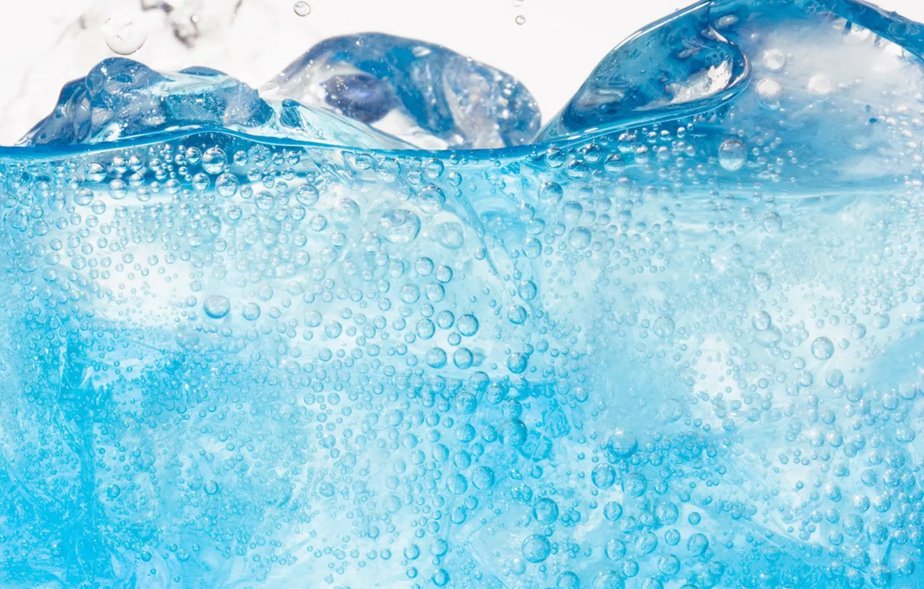 Photo wallpaper water, blue, ice, summer, fresh, puzyrky