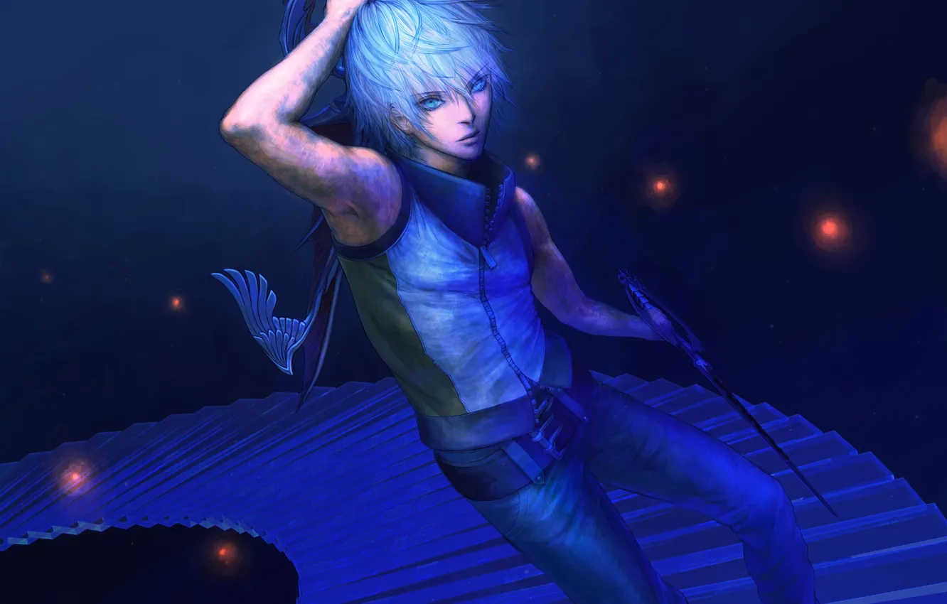 Photo wallpaper look, weapons, ladder, guy, art, kingdom hearts, Riku, robbery