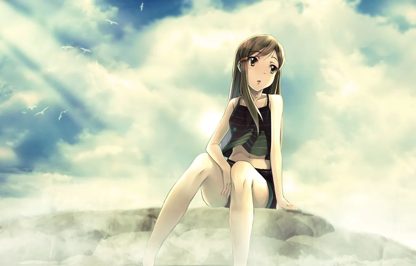 Photo wallpaper the sky, girl, clouds, Eden Of The East