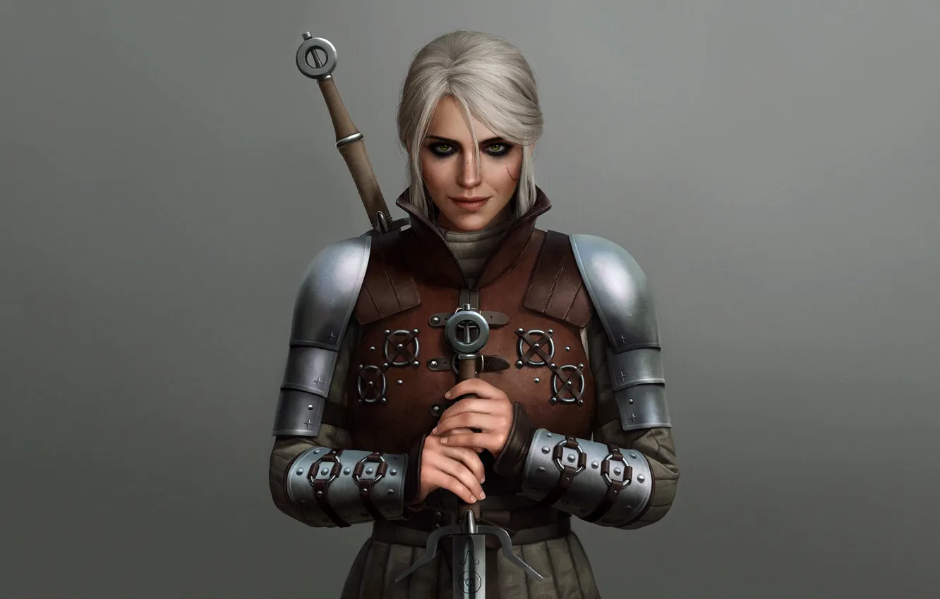 Photo wallpaper girl, sword, armor, The Witcher, The Witcher 3 Wild Hunt, Ciri, Cirilla