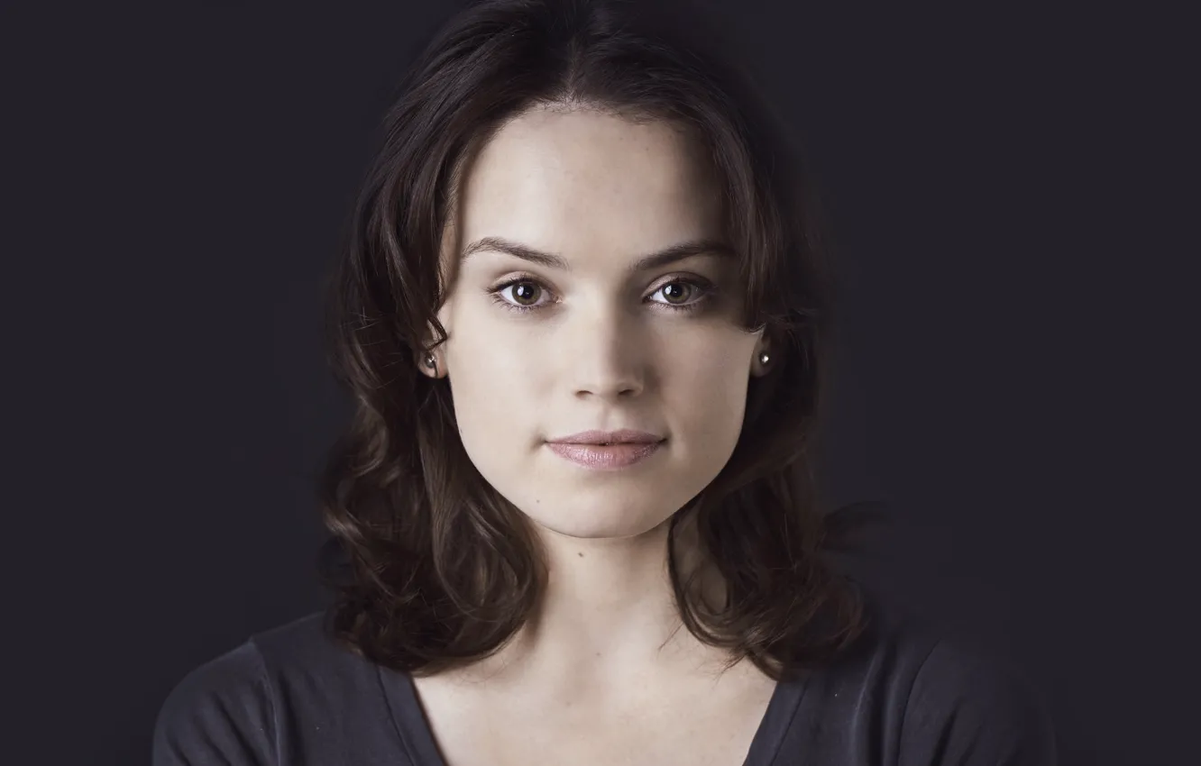 Photo wallpaper eyes, look, girl, smile, actress, brunette, Daisy Ridley, Daisy Ridley