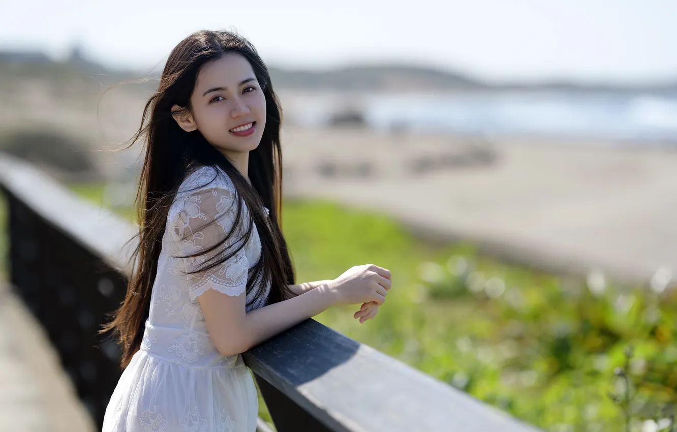 Photo wallpaper girl, smile, Asian