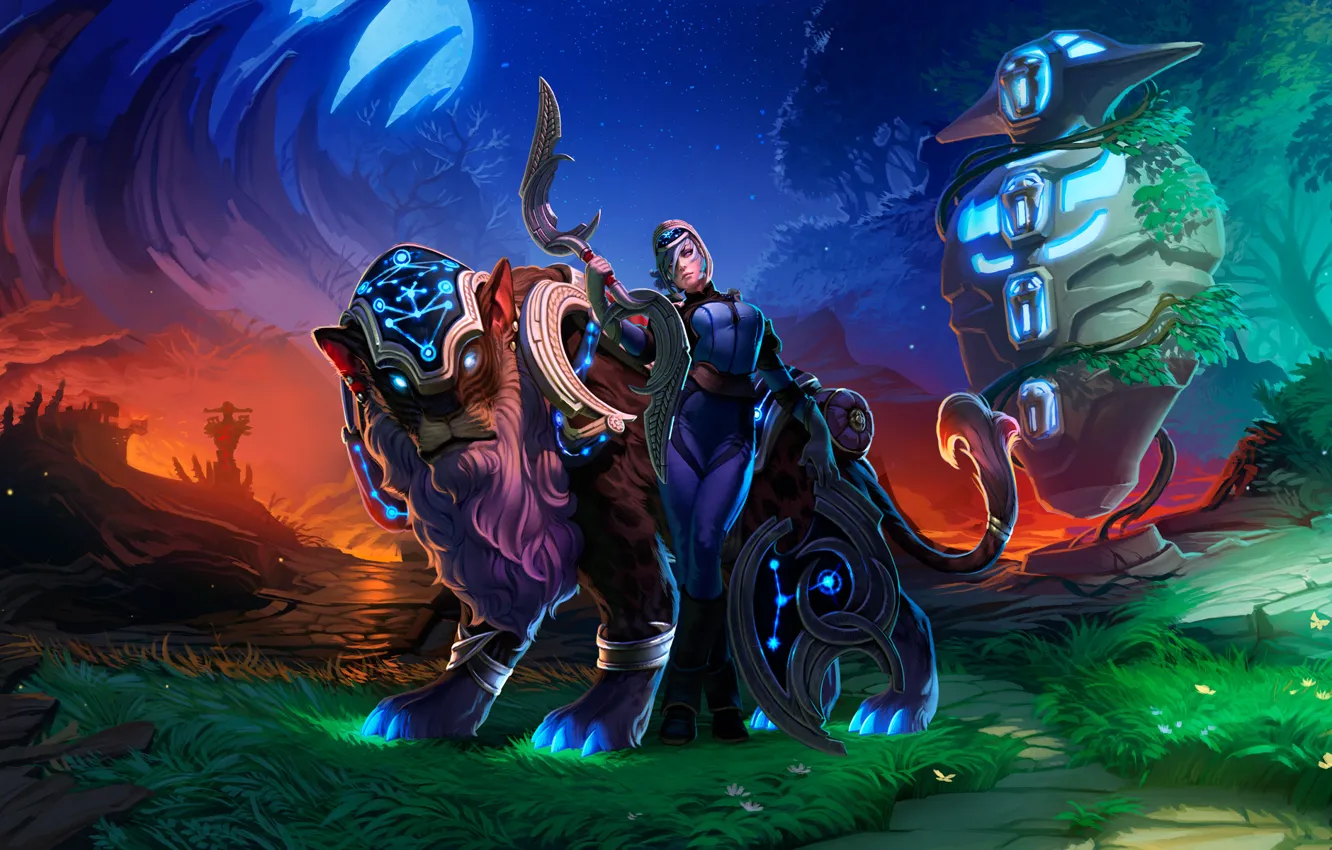Photo wallpaper The moon, Panther, Color, Dota 2, DotA 2, the best DotA character, Luna the moonrider