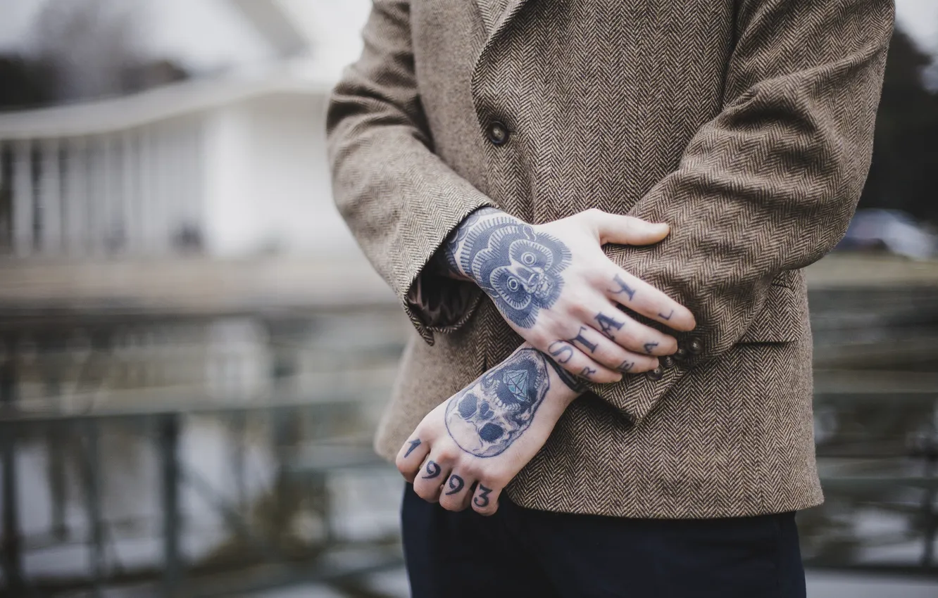 Photo wallpaper hands, tattoo, tattoo