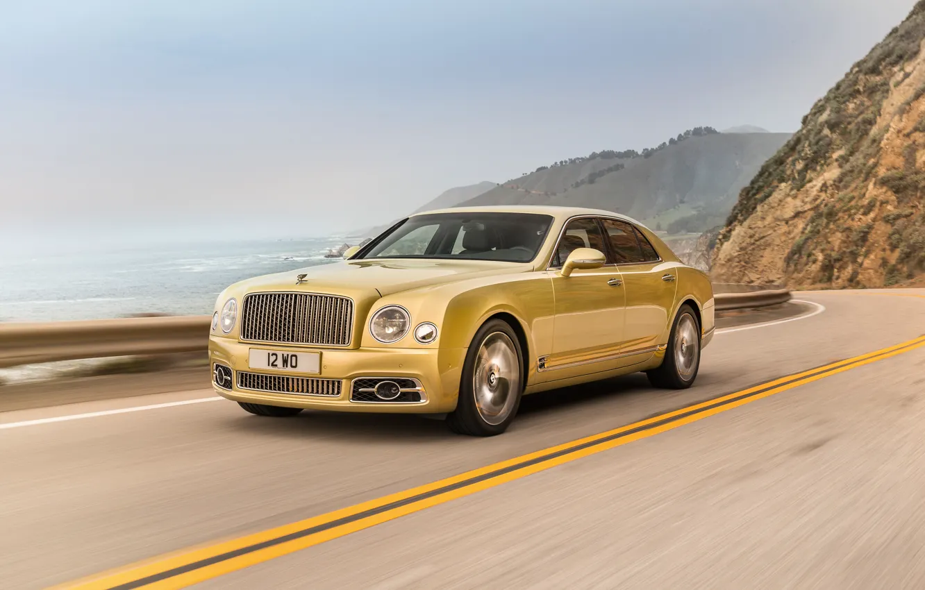 Photo wallpaper Bentley, Yellow, Cars, 2016, Mulsanne Speed