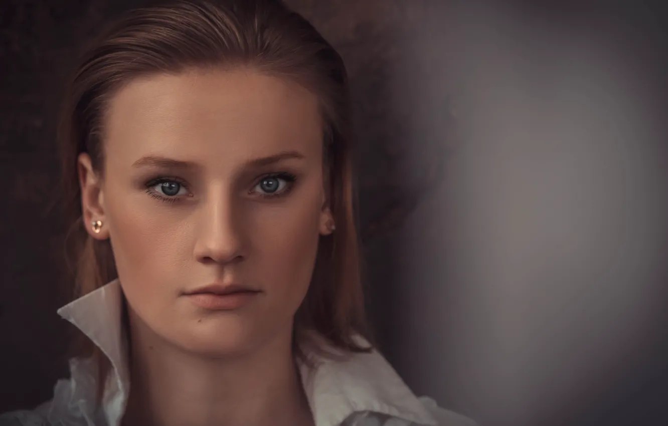 Photo wallpaper girl, portrait, white shirt