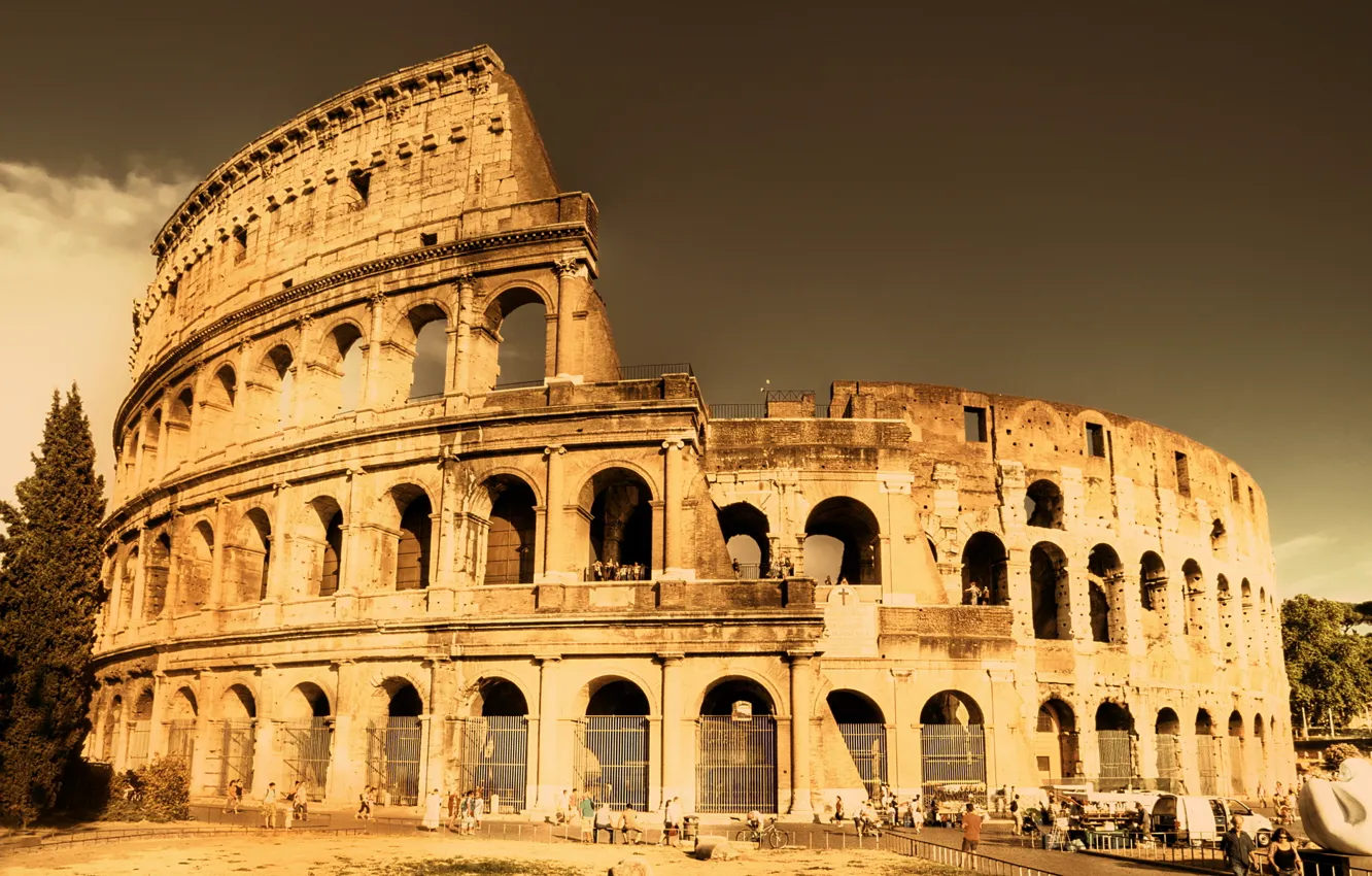 Photo wallpaper the city, Colosseum, old, fabulous look, ancient Rome
