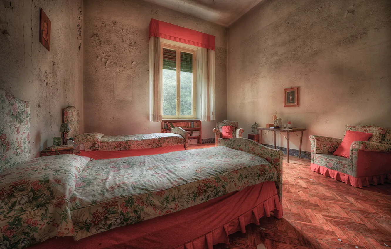 Photo wallpaper background, room, bed