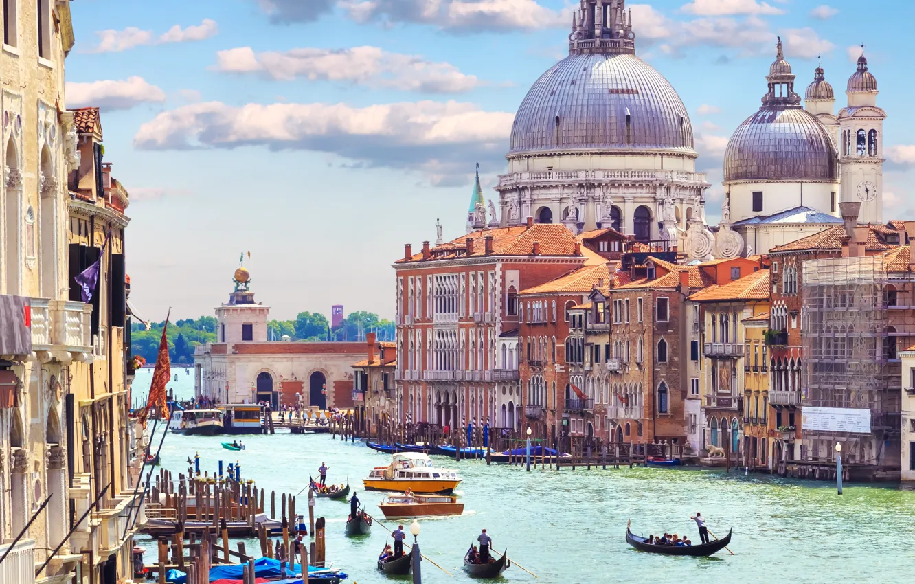 Photo wallpaper city, the city, Italy, Venice, channel, Italy, panorama, gondola