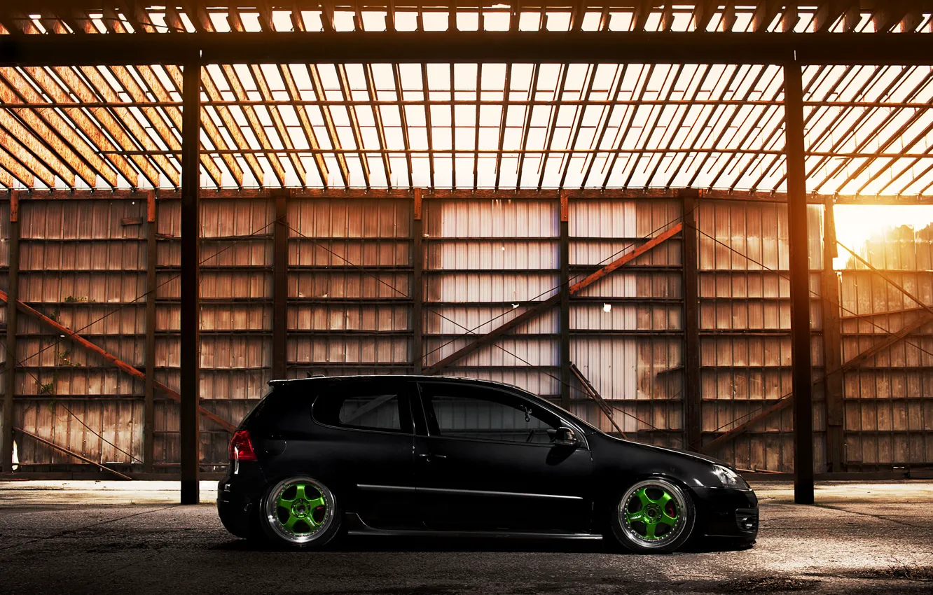 Photo wallpaper black, profile, black, Golf, golf, Volkswagen, Volksvagen, stance