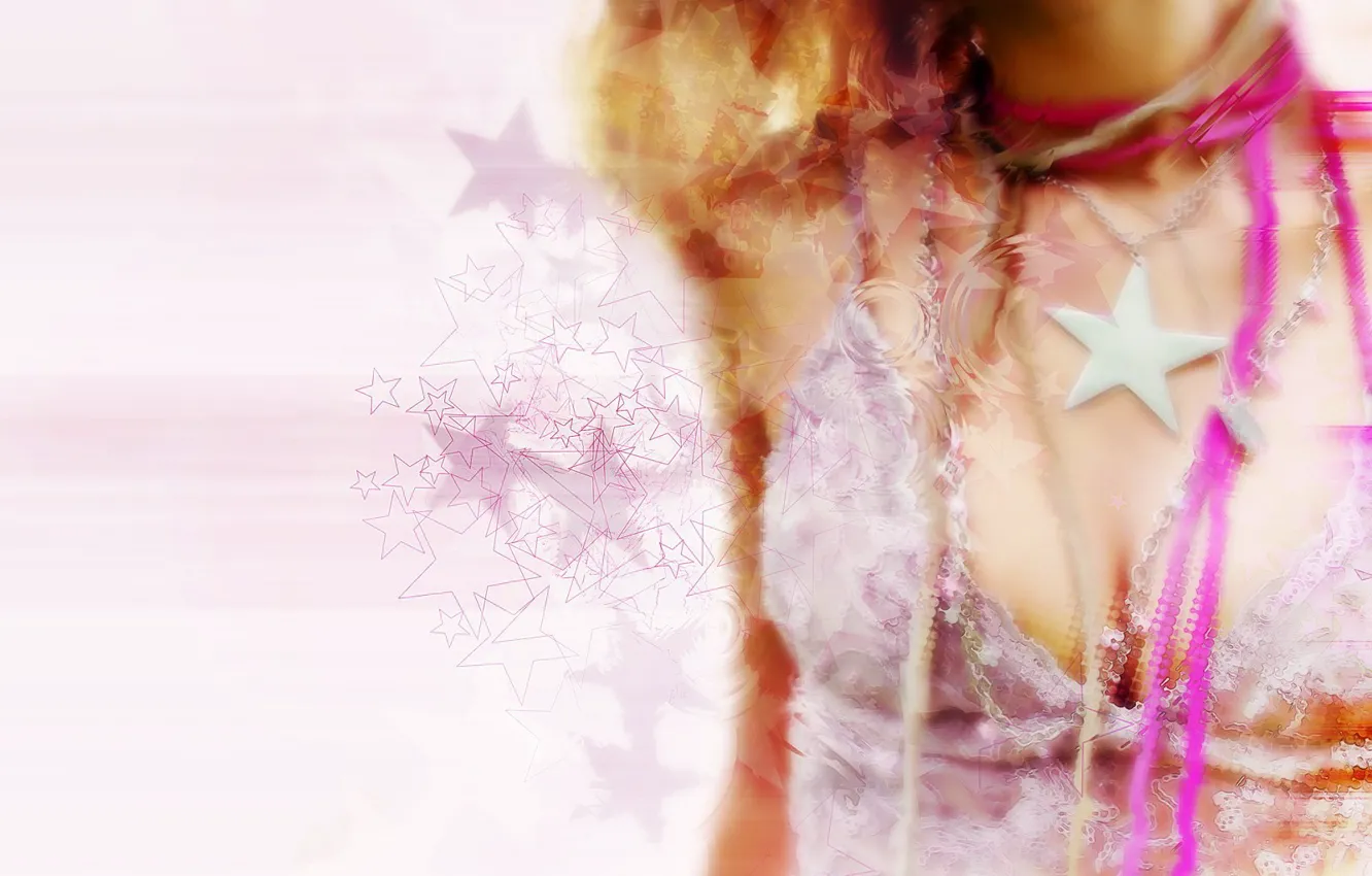 Photo wallpaper stars, ruffle, pink