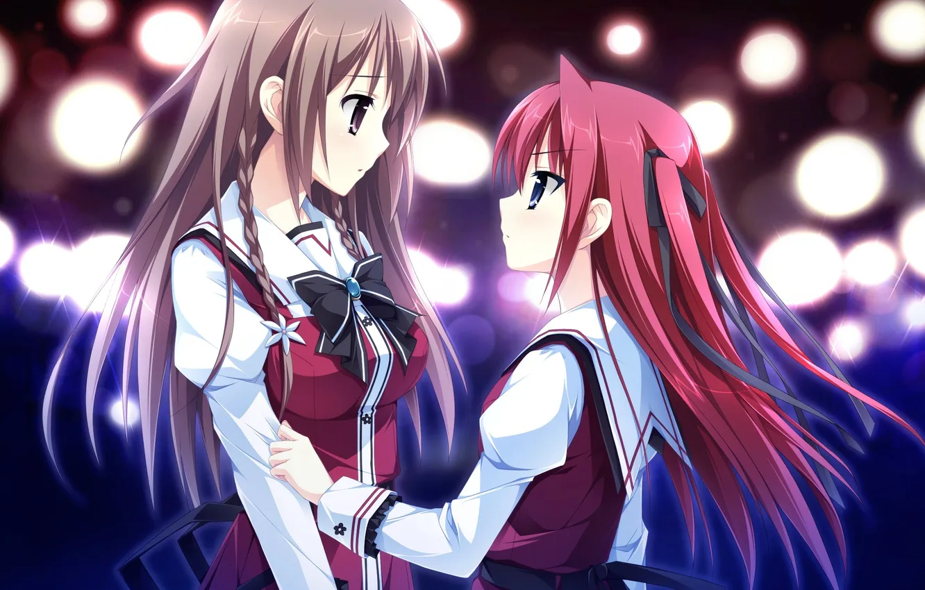 Photo wallpaper girl, anime, art, lights, braids, flowers, otome ga tsumu let koi no canvas, miyama Mizuki