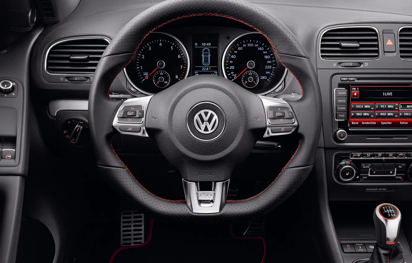Photo wallpaper devices, the wheel, golf, GTI