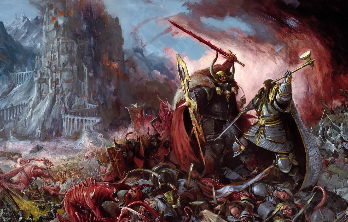 Photo wallpaper people, monster, battle, Warhammer, chaos